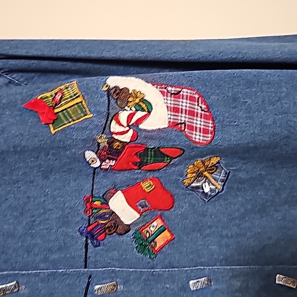 New Directions Denim Long Sleeve Christmas Shirt Embroidered Sz S Silver Buttons - Picture 3 of 5
